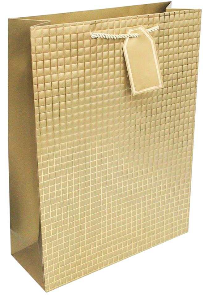 SACOLA PRESENTE LUXO QUADRICULADA 32X26X12CM